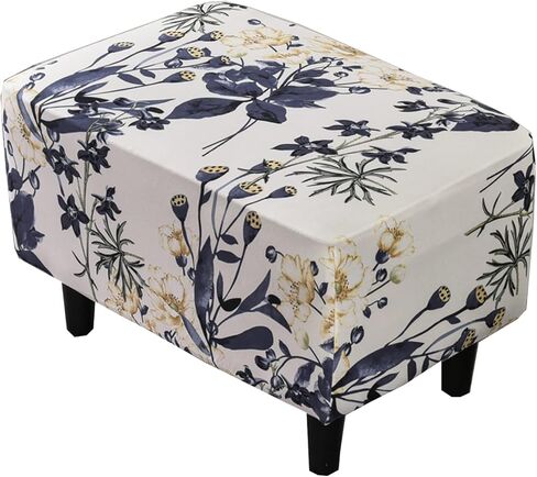 CRFATOP Ottoman Chair Cover Large Ottoman Chair Slipcovers Printed Rectangle Storage Stool Cover Stretch Footstool Footrest Sofa Slipcovers with Elastic Bottom,30 in Kuwait