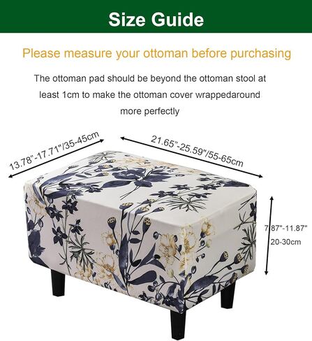 CRFATOP Ottoman Chair Cover Large Ottoman Chair Slipcovers Printed Rectangle Storage Stool Cover Stretch Footstool Footrest Sofa Slipcovers with Elastic Bottom,30 in Kuwait
