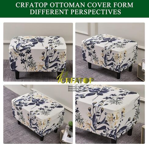 CRFATOP Ottoman Chair Cover Large Ottoman Chair Slipcovers Printed Rectangle Storage Stool Cover Stretch Footstool Footrest Sofa Slipcovers with Elastic Bottom,30 in Kuwait