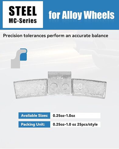 مقطع MC-Series على الأوزان العجلة ، 0.25 أوقية/0.5 أوقية/0.75 أوقية/1.0 أوقية ، 15pcs/النمط ، 1.25 أوقية/1.5 أوقية/2oz/2.5 أوقية ، 5pcs/النمط ، إجمالي 80pcs in Kuwait