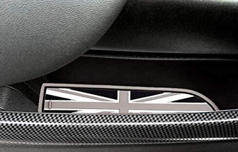 iJDMTOY Union Jack Style Silicone Interior Cabin Mats Compatible with MINI Cooper R55 R56 R57 R58 R59, 7-Piece Black/Grey Cupholder Coasters, Side Door Compartment Liners in Kuwait