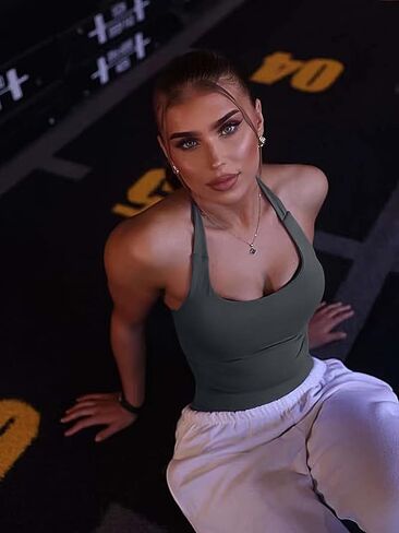 تأثير Halter Top Sports Yoga Eanks Women Wordness Gym Gym Gym Outdoor Running Tops Tops in Kuwait