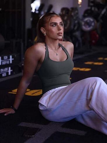 تأثير Halter Top Sports Yoga Eanks Women Wordness Gym Gym Gym Outdoor Running Tops Tops in Kuwait