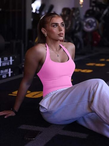 تأثير Halter Top Sports Yoga Eanks Women Wordness Gym Gym Gym Outdoor Running Tops Tops in Kuwait