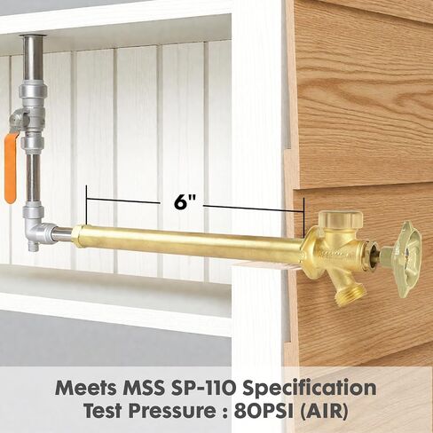 6 Inch Anti-Siphon Frost Free Sillcock Valve Multiturn 1/2 Inch NPT, 3/4 Inch Hose Bibb, Brass Body,Brass Valve 6 inch Length in Saudi Arabia