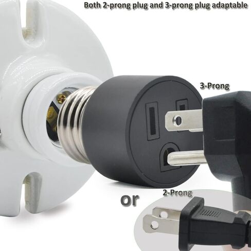 3 Prong Outlet Light Socket Adapter,Screw in Outlet Socket,E26 Light Bulb to Outlet Socket Converter,Light Bulb Plug Adapter for Porch Light Socket,Camera,Garage Light and Light Strings in Kuwait