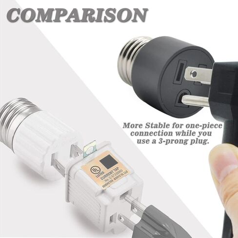 3 Prong Outlet Light Socket Adapter,Screw in Outlet Socket,E26 Light Bulb to Outlet Socket Converter,Light Bulb Plug Adapter for Porch Light Socket,Camera,Garage Light and Light Strings in Kuwait
