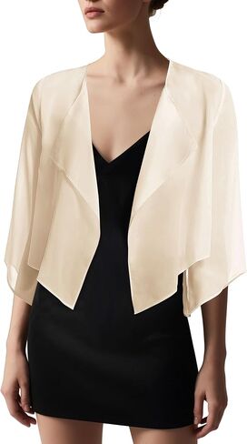 Urban CoCo Women's Chiffon Shrug Cardigan Open Front 3/4 Sleeve Drape Irregular Hem Bolero Summer Cover Up in Saudi Arabia