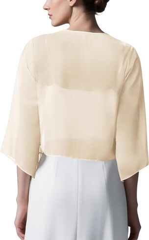 Urban CoCo Women's Chiffon Shrug Cardigan Open Front 3/4 Sleeve Drape Irregular Hem Bolero Summer Cover Up in Saudi Arabia