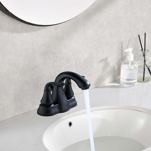 Derengge Matte Black Bathroom Faucet 4 Inch Two Handle Bathroom Sink Fucet with Drain Assembly, Lavatory Faucet for 3 Hole Installation, FL-0288-MT in Kuwait