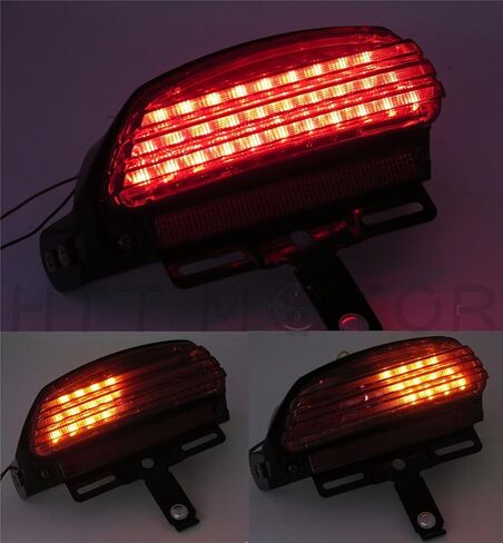 (Red) LED LED Tail Light Motorcycle Tri-Bar Bobtail Fender Fender Fender Fender Lights Bracket متوافق مع H-D Softail Standard ، القطار الليلي ، مخصص Softail ، FXST FXSTB FXSTC in Kuwait