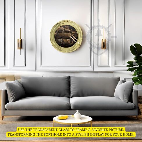 Nagina International Deluxe Nautical Brass Polished Porthole Window | Pirate's Boat Decorative Flange Port Hole| Captain's Maritime Beach Home Decor & Gifts (12 Inches) in Saudi Arabia
