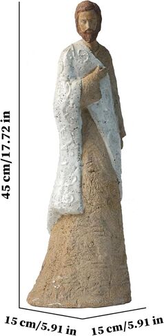 Jesus Christ Statue - Hand-Painted Resin Sculpture, Indoor/Outdoor Religious Decor for Home Altar, White and Beige Robed Figure, 18-in High, Oversize in Saudi Arabia