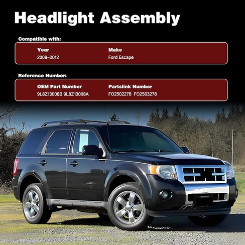 JX Racing * الملحقات * المصابيح الأمامية للأداء متوافقة مع 2008 2009 2010 2011 2012 Ford Escape Black Housing زوج ركن العنبر in Kuwait