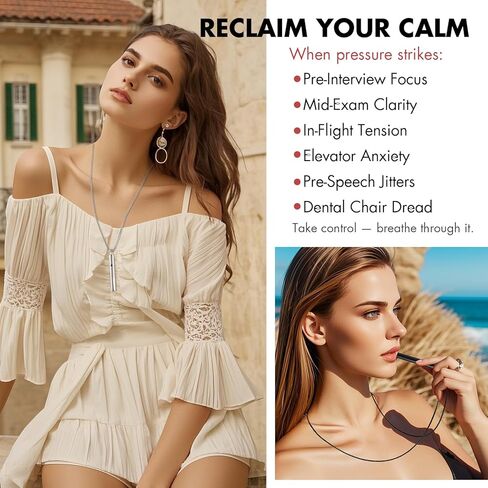 Breathing Necklace for Anxiety Relief Breathlink Quit Smoking Vaping Necklace Stop Smoking Aids Fidget for Smoking Cessation Fum Vaporless Smokeless Inhaler for Adult Women Men in Kuwait