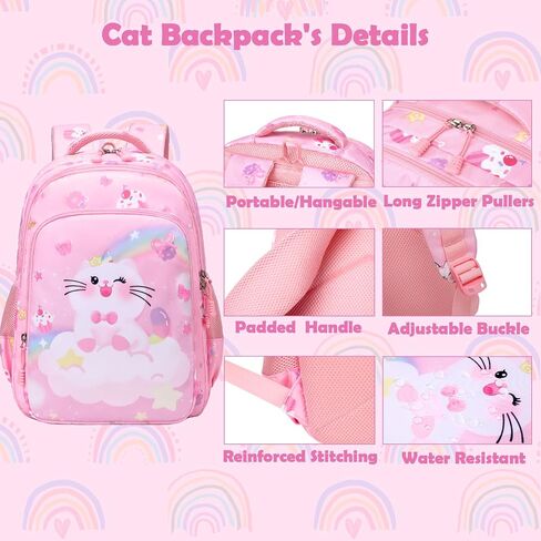Kimwadalh Girls Backpack with Lunch Box Pencil Case for School, 3in1 Schoolbag Set with Chest Strap for Elementary Preschool in Saudi Arabia