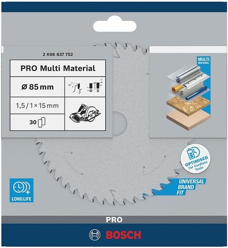 Bosch Professional 2608837752 Standard Blade for Multi Material (85 x 15 x 1.5 mm, 30 Teeth, Accessories: Cordless Circular Saw) in Saudi Arabia