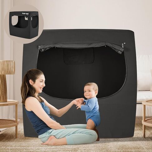 Blackout Cover for Pack N Play and Crib, Blackout Sleep Tent for Babies and Toddlers, Breathable Baby Sleep Pod with 4 Larger Vents, Blocks 90%+ Light for Quality Sleep in Saudi Arabia