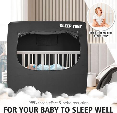 Blackout Cover for Pack N Play and Crib, Blackout Sleep Tent for Babies and Toddlers, Breathable Baby Sleep Pod with 4 Larger Vents, Blocks 90%+ Light for Quality Sleep in Saudi Arabia