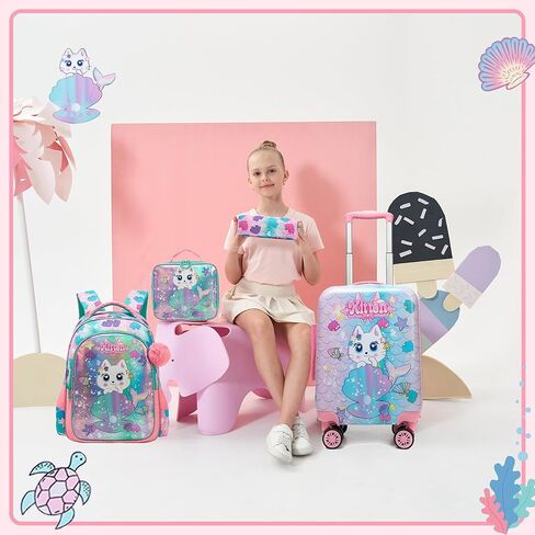 مجموعة أمتعة للأطفال من 5 قطع محددة 16 بوصة الأمتعة الصلبة مع عجلات سبينر الأولاد يحمل in Kuwait