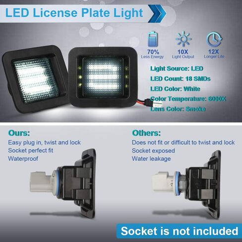 LED License Plate Light Lamp Assembly Compatible with 2015-2020 F150 17-20 Raptor Smoke Lens 6000K White, Pack of 2 in Saudi Arabia