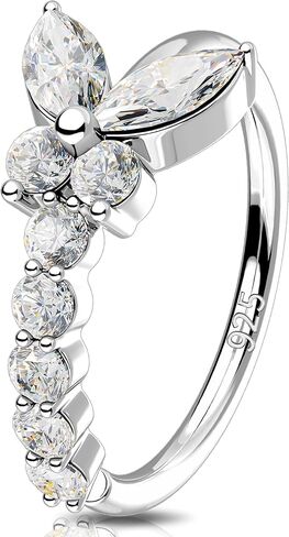 Melighting 20G Nose Ring Hoop 925 Sterling Silver Butterfly Nose Hoop Seamless Open Helix Piercing Clear CZ 8 mm Cartilage Earring Nose Piercing for Women in Saudi Arabia