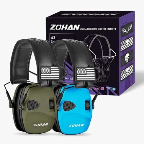 ZOHAN UPGRATED EM054 Electronic Shooting Ear Protection with 4X Sound Amplification, Slim Active Noise Reduction Earmuffs for Gun Range in Saudi Arabia