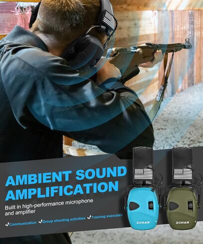 ZOHAN UPGRATED EM054 Electronic Shooting Ear Protection with 4X Sound Amplification, Slim Active Noise Reduction Earmuffs for Gun Range in Saudi Arabia