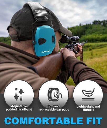 ZOHAN UPGRATED EM054 Electronic Shooting Ear Protection with 4X Sound Amplification, Slim Active Noise Reduction Earmuffs for Gun Range in Saudi Arabia