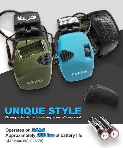 ZOHAN UPGRATED EM054 Electronic Shooting Ear Protection with 4X Sound Amplification, Slim Active Noise Reduction Earmuffs for Gun Range in Saudi Arabia
