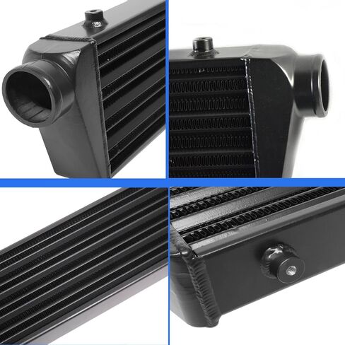 Sunroad 28 "× 7" × 2.5 "توربو توربو Universal مع 1 intercooler + 12pcs 2.5" خراطيم مقرنة + 12pcs Chrome + 24pcs t-bolt المشابك ، الفضة الأسود in Kuwait