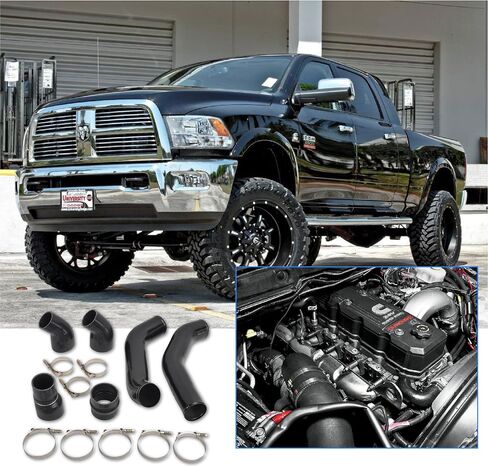 3.5 '' 'intercition intercooler incourde ‘’ ’’ ’’ ’Steel Steelder Fooler Tipe Tiving مع 13-18 Dodge RAM 6.7 6.7L Cummins Diesel - Silver in Kuwait