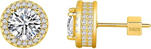 أقراط مسمار مويسانيت ، 0.1ct-1ct d color VVS1 Clarity Round Cut Moissanite ، Silver/Rose Gold/Gold/Black ، 925 sterling Silver Placed 18 k Bhite Gold Stud arics for Women Men Men in Kuwait