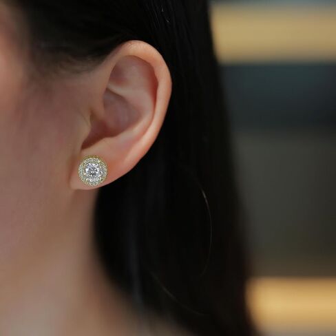 أقراط مسمار مويسانيت ، 0.1ct-1ct d color VVS1 Clarity Round Cut Moissanite ، Silver/Rose Gold/Gold/Black ، 925 sterling Silver Placed 18 k Bhite Gold Stud arics for Women Men Men in Kuwait