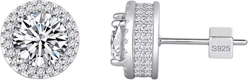 أقراط مسمار مويسانيت ، 0.1ct-1ct d color VVS1 Clarity Round Cut Moissanite ، Silver/Rose Gold/Gold/Black ، 925 sterling Silver Placed 18 k Bhite Gold Stud arics for Women Men Men in Kuwait