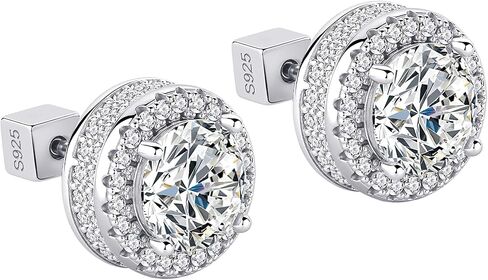 أقراط مسمار مويسانيت ، 0.1ct-1ct d color VVS1 Clarity Round Cut Moissanite ، Silver/Rose Gold/Gold/Black ، 925 sterling Silver Placed 18 k Bhite Gold Stud arics for Women Men Men in Kuwait