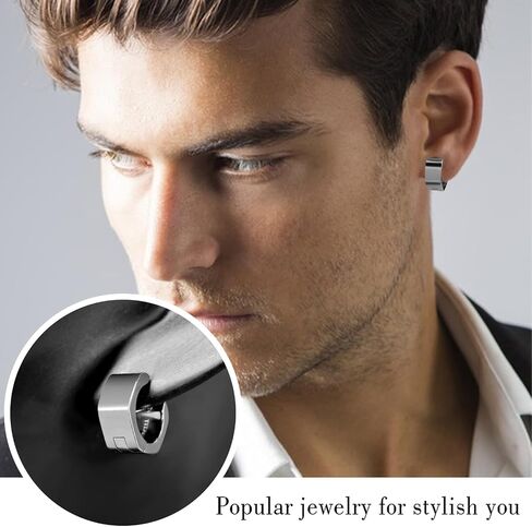 Tgnel Titanium Mens Hoop أقراط للآذان الحساسة ، أقراط Huggie Hoop الصغيرة السداسية للرجال للرجال in Saudi Arabia