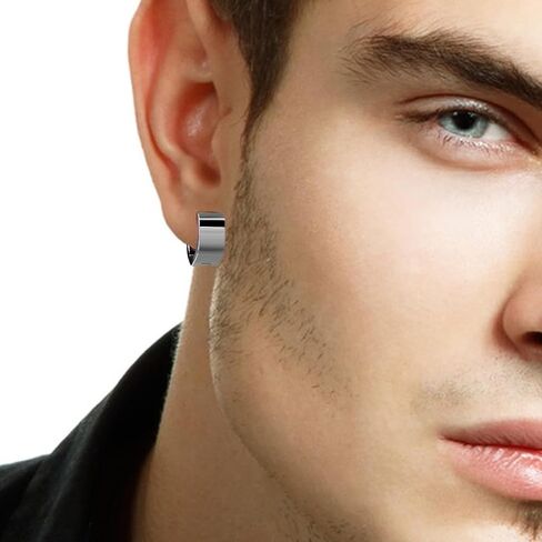 Tgnel Titanium Mens Hoop أقراط للآذان الحساسة ، أقراط Huggie Hoop الصغيرة السداسية للرجال للرجال in Saudi Arabia