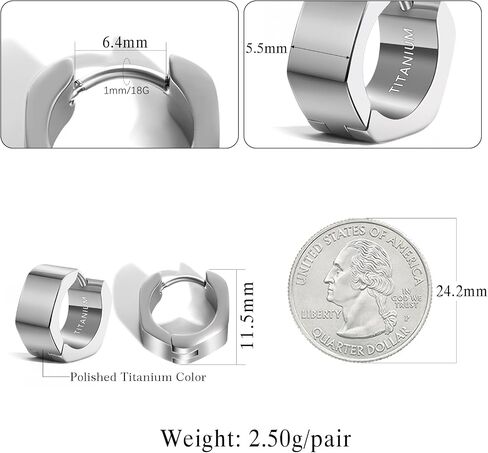 Tgnel Titanium Mens Hoop أقراط للآذان الحساسة ، أقراط Huggie Hoop الصغيرة السداسية للرجال للرجال in Saudi Arabia