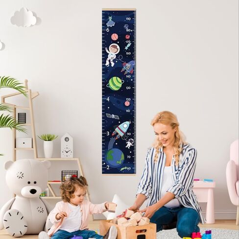 55 * 12.2-inch Extra-Wide Cartoon Children's Height Measure Wall Hanging Chart, Removable, Easy to Store, and Precision Measurement (Universe) in Kuwait