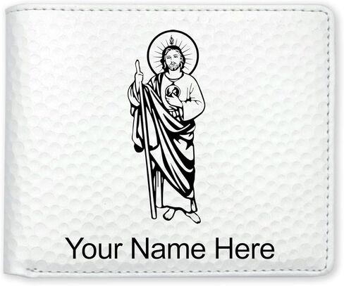 محفظة Lasergram Faux Leather Bi-Fold ، Saint Jude ، شملت نقشًا شخصيًا (أسود مع الذهب) in Kuwait