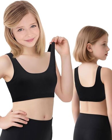 iMucci Sports Bra for Girls U-Shaped Training Bra with Removable Pads Scoop Neck for Teens Kids Yoga Sports Dance Crop Top in Kuwait
