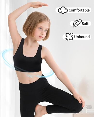 iMucci Sports Bra for Girls U-Shaped Training Bra with Removable Pads Scoop Neck for Teens Kids Yoga Sports Dance Crop Top in Kuwait