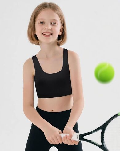 iMucci Sports Bra for Girls U-Shaped Training Bra with Removable Pads Scoop Neck for Teens Kids Yoga Sports Dance Crop Top in Kuwait