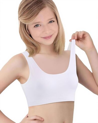 iMucci Sports Bra for Girls U-Shaped Training Bra with Removable Pads Scoop Neck for Teens Kids Yoga Sports Dance Crop Top in Kuwait