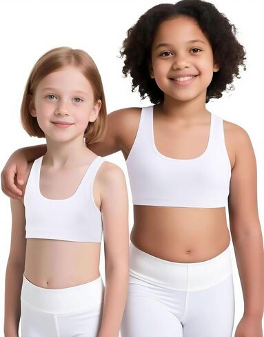 iMucci Sports Bra for Girls U-Shaped Training Bra with Removable Pads Scoop Neck for Teens Kids Yoga Sports Dance Crop Top in Kuwait