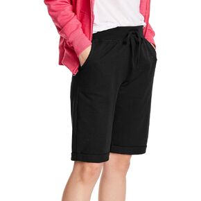 Hanes Women's French Terry Bermuda Pocket Short, Medium, Black in Saudi Arabia