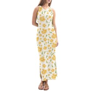 Amazhiyu Women's 100% Linen Summer Sleevelesss Splits Bodycon Maxi Dresses Casual in Saudi Arabia