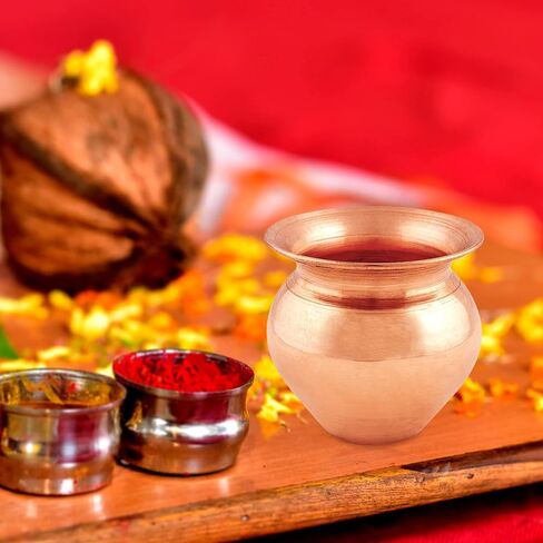 Shubhkart Indian Pure Copper Kalash, Lota for Puja Decoration 7 cm Height (Small) Pure Copper, Copper Vessel Lota Kalash for Pooja at Home, Wedding Purpose, use in Office, Temple and All Festival in Saudi Arabia
