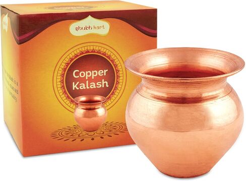 Shubhkart Indian Pure Copper Kalash, Lota for Puja Decoration 7 cm Height (Small) Pure Copper, Copper Vessel Lota Kalash for Pooja at Home, Wedding Purpose, use in Office, Temple and All Festival in Saudi Arabia